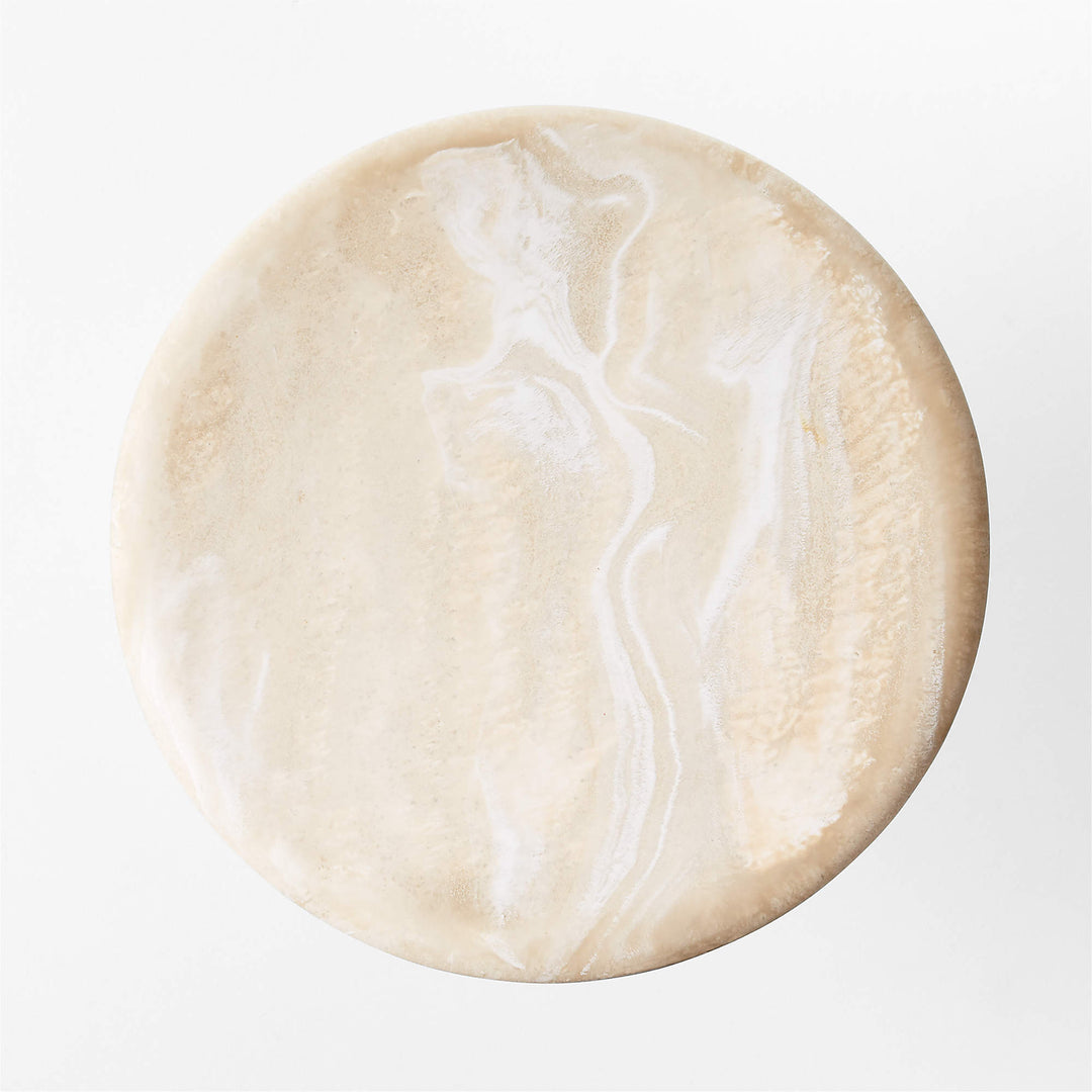 Espira Round Cream Marbled Resin Side Table