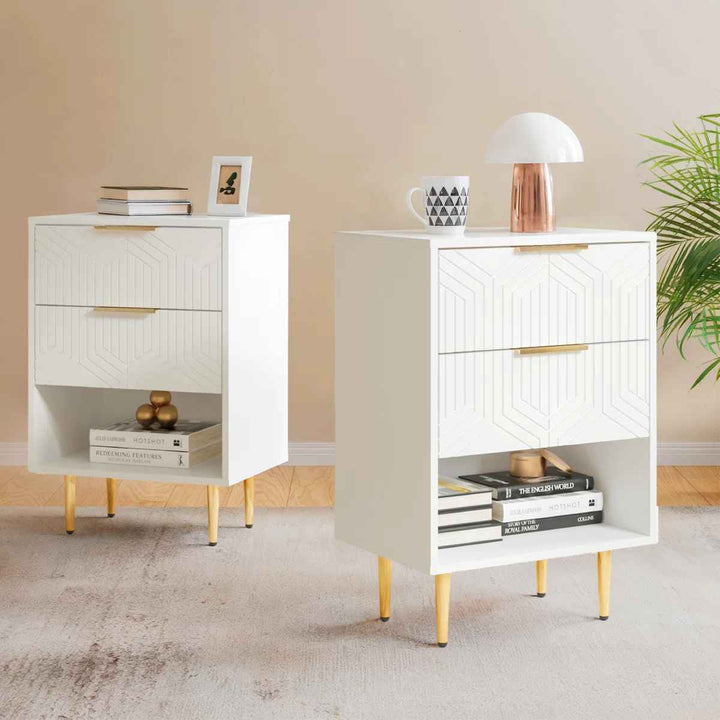 Modern Nightstand With 2 Drawers