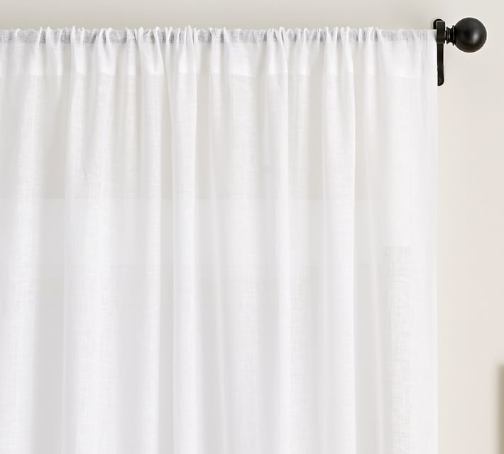 Belgian Flax Linen Rod Pocket Sheer Curtain 96"
