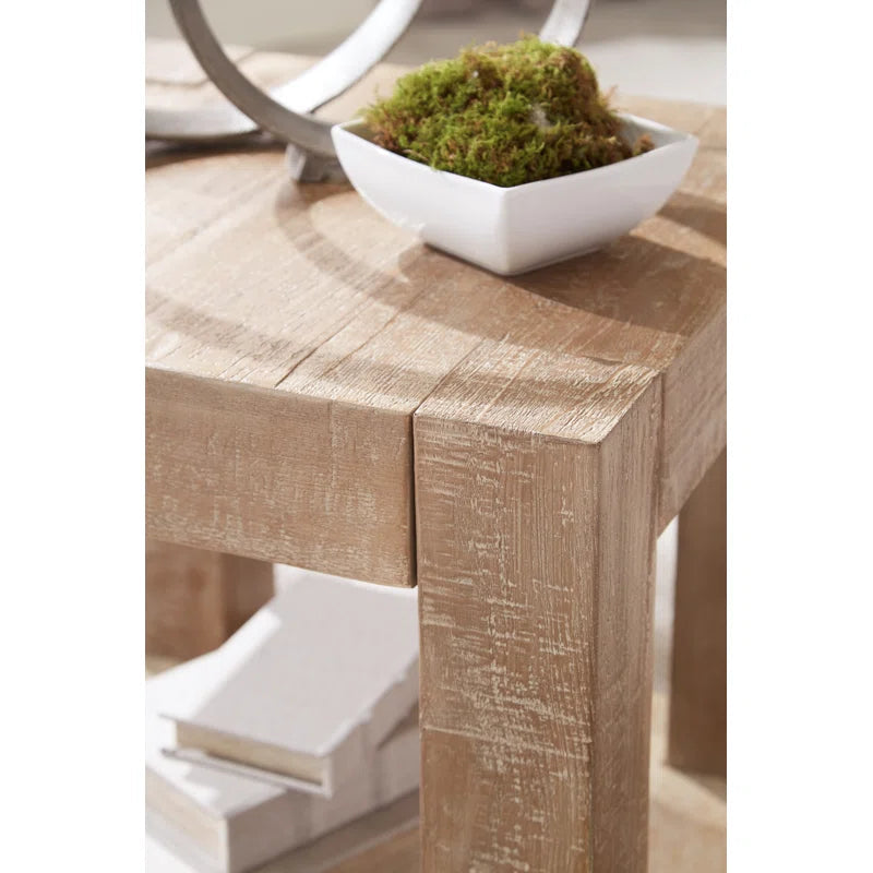 Waltleigh Tall Solid Wood Floor Shelf End Table