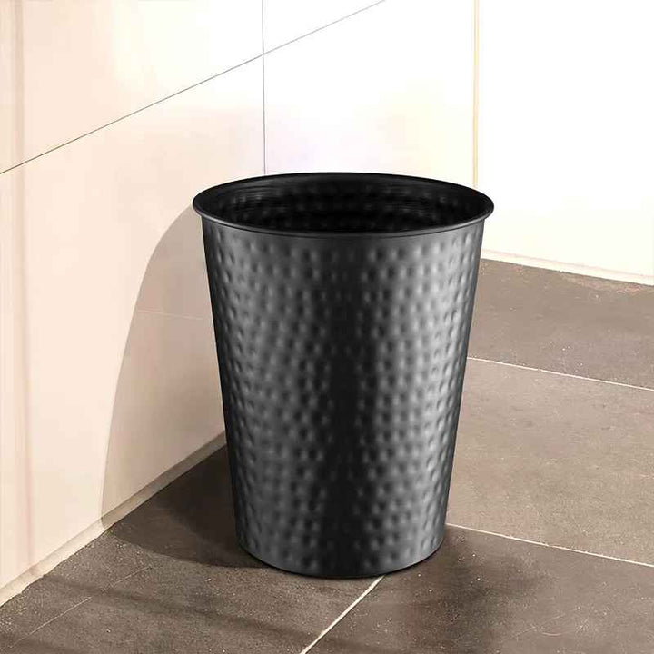 Hand Hammered Metal 1.7 Gallon Waste Basket