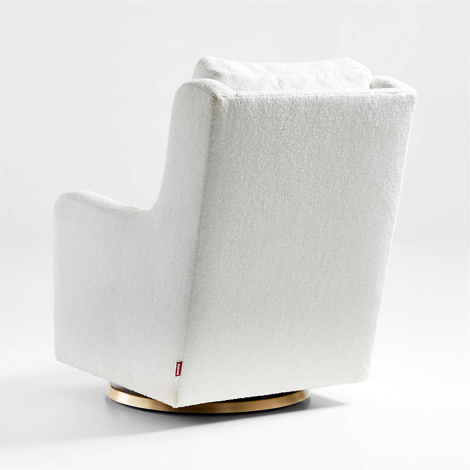 Milo Faux Sherpa Swivel Glider with Gold Base