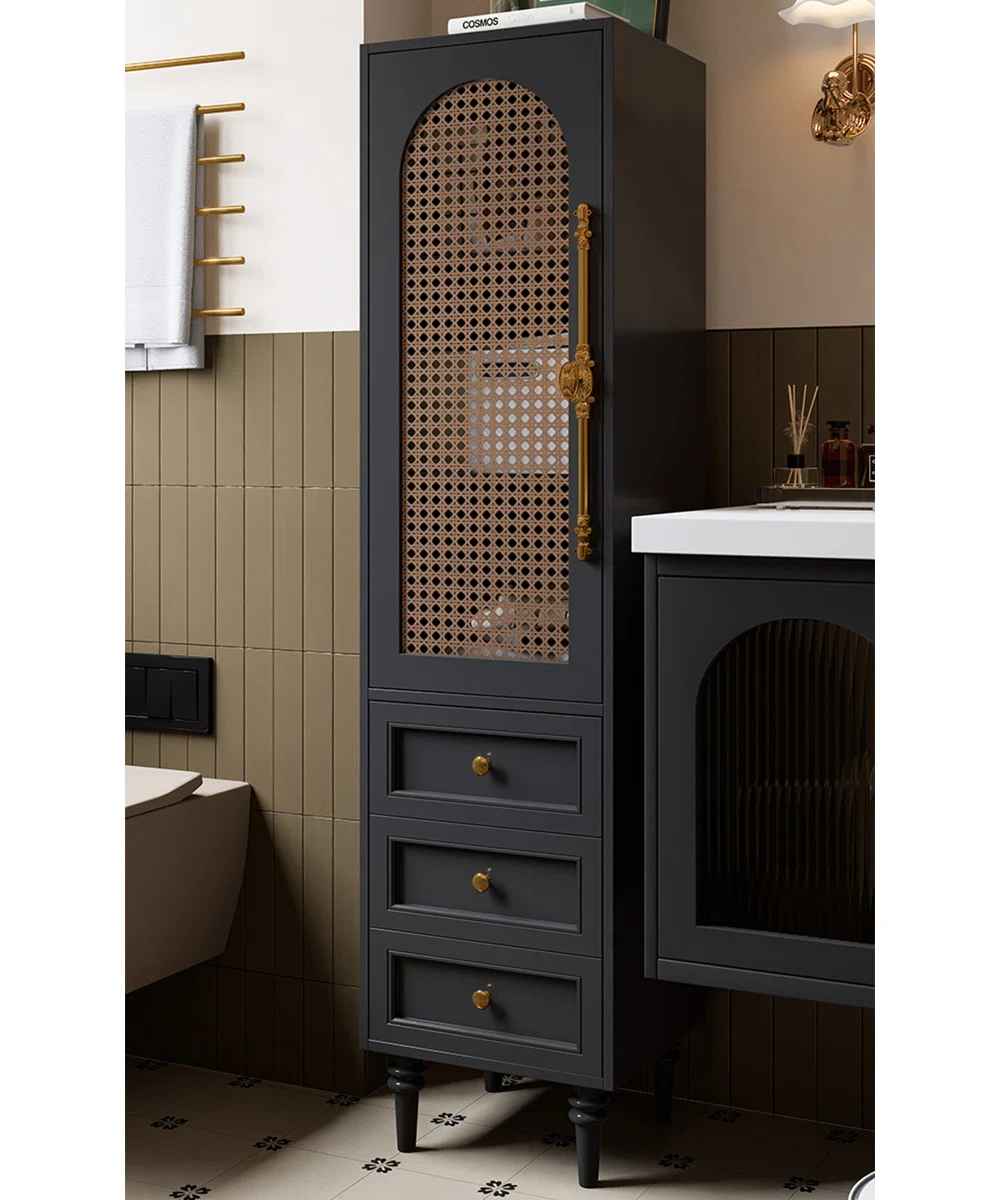 Boho Rubberwood Bathroom Storage Cabinet