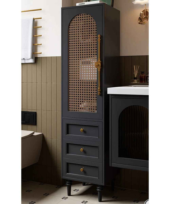 Boho Rubberwood Bathroom Storage Cabinet