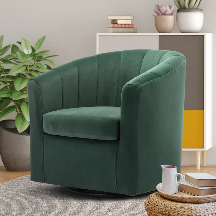 Barrentine Velvet Swivel Barrel Chair