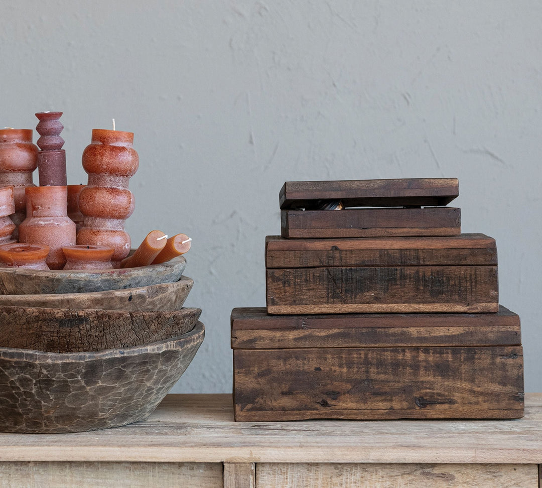 Reclaimed Wood Boxes - Set of 3