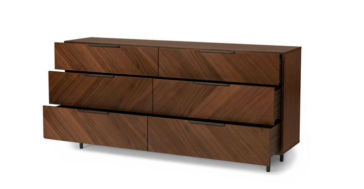 Nera Walnut 6 Drawer Double Dresser