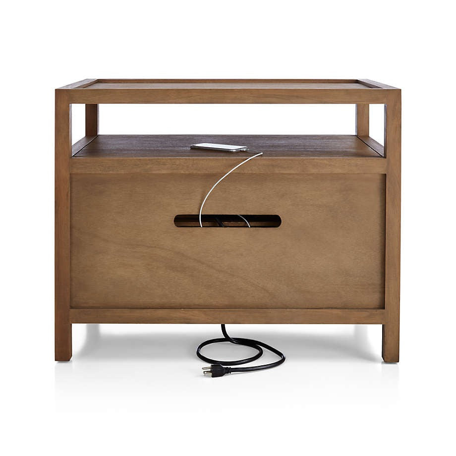 Keane Driftwood Solid Wood Charging Nightstand