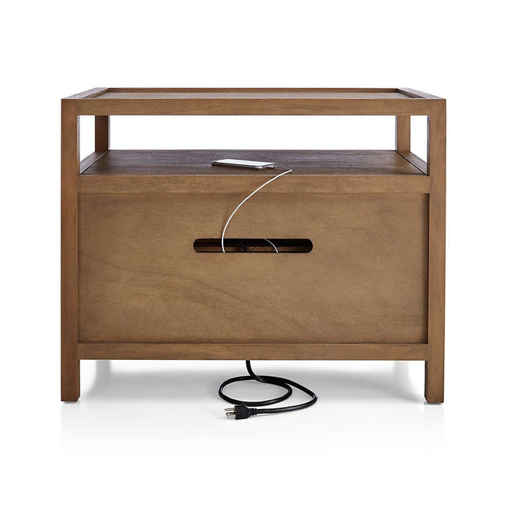 Keane Driftwood Solid Wood Charging Nightstand
