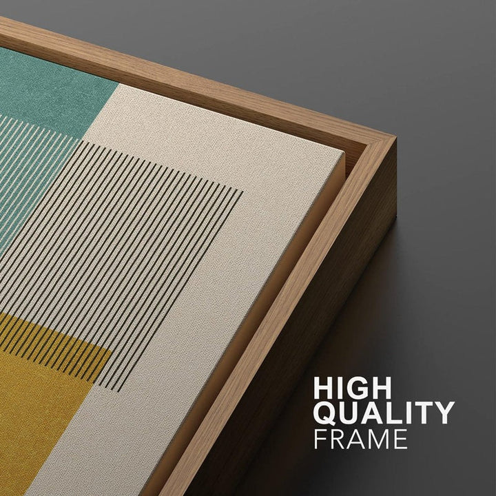 Mid-Century Green And Yellow Polygon Collage Abstract Shapes Modern 2 Pieces on Canvas