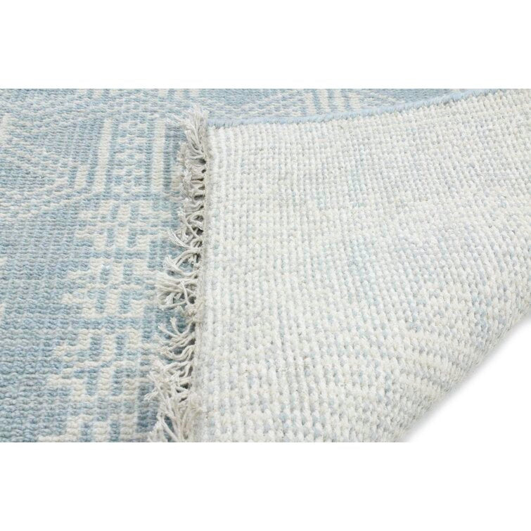 Abby Geometric Hand-Knotted Wool Area Rug in Light Blue7'6"x9'6"