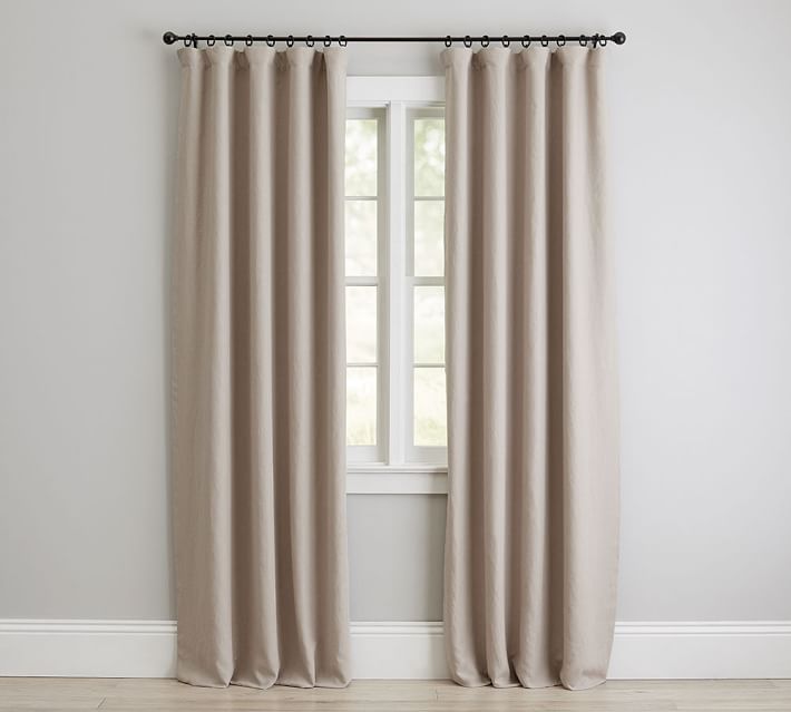 Custom Belgian Flax Linen Rod Pocket Curtain Dark Flax