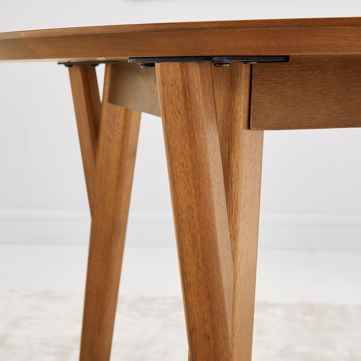 Mid Century Rounded Expandable Dining Table