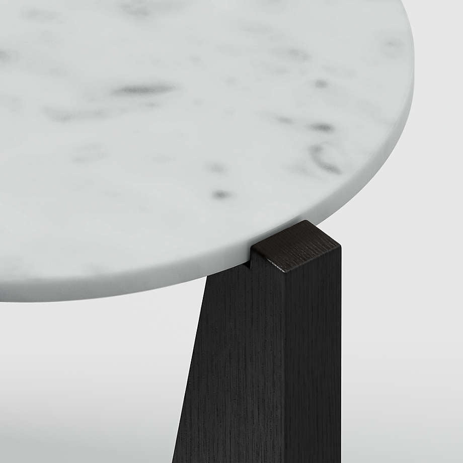 Miro White Marble End Table with Black Wood Base