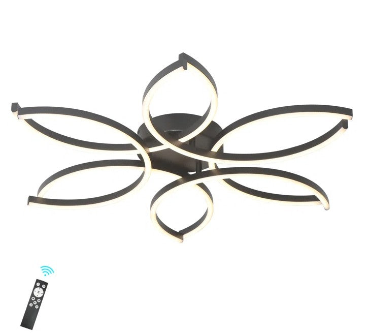 Reveka 6 Light 30 Inches LED Modern Flush Mount Flower Shape with Remote Control