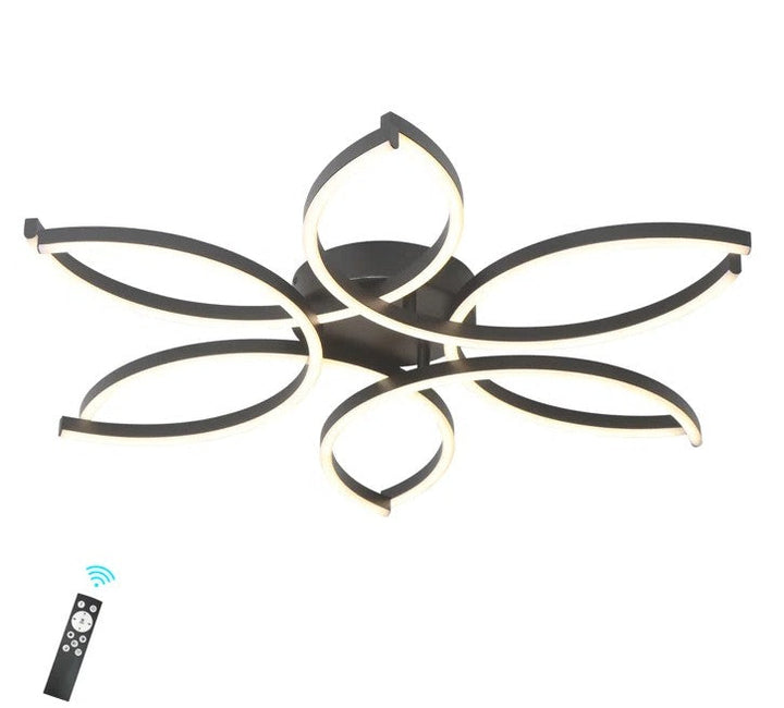 Reveka 6 Light 30 Inches LED Modern Flush Mount Flower Shape with Remote Control