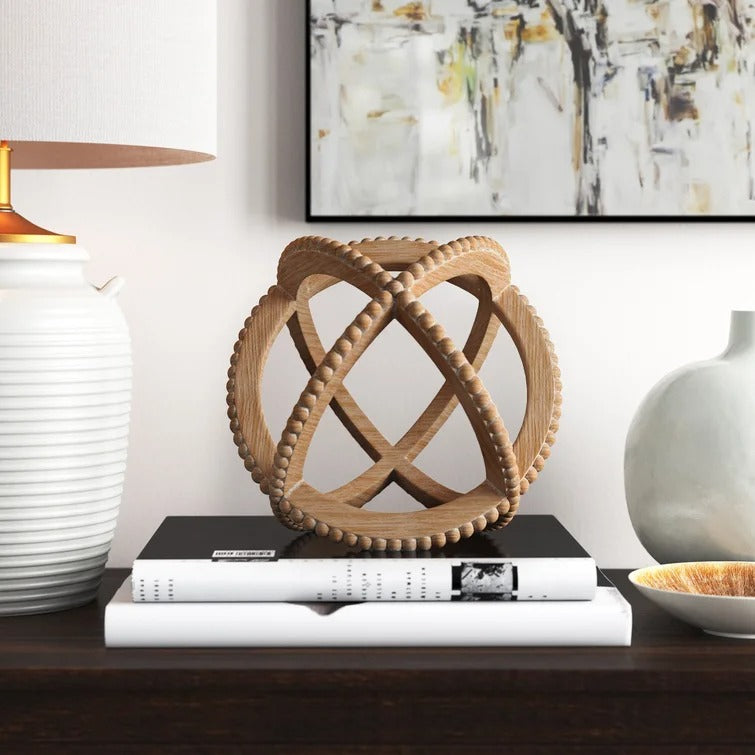 Delaney Decorative Ball Table Accent with Bead Trim