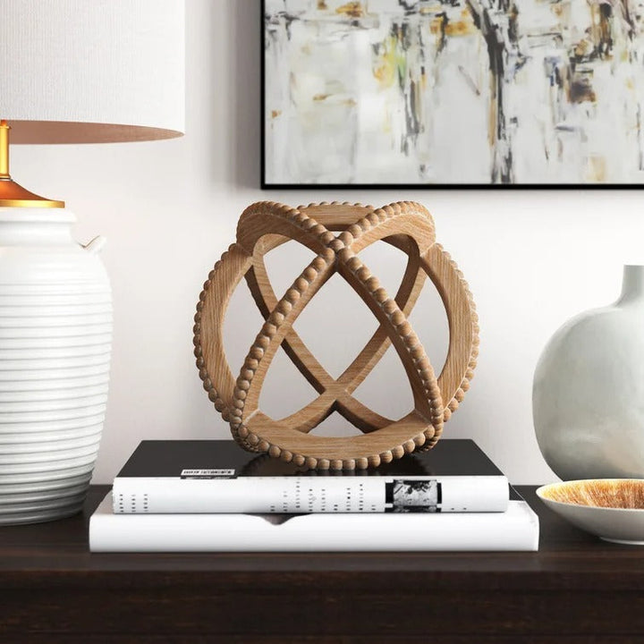 Delaney Decorative Ball Table Accent with Bead Trim