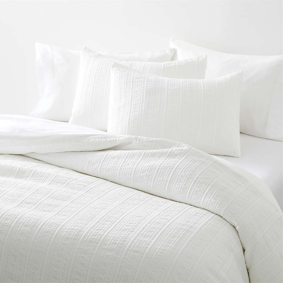 Organic Cotton White Textured Duvet Cover-King
