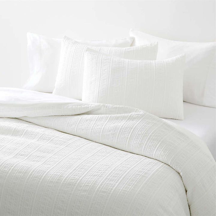 Organic Cotton White Textured Duvet Cover-King