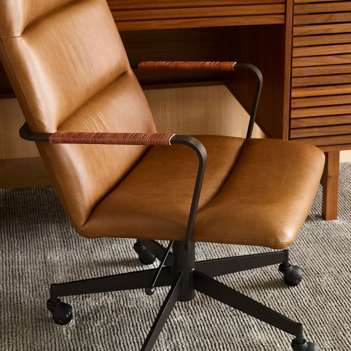 Cooper Mid- Century High Back Leather Swivel Office Chair