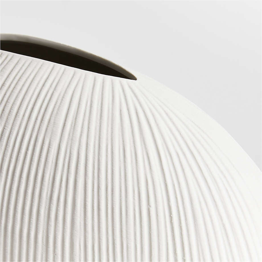 Alura Low Wide Cream White Porcelain Vase