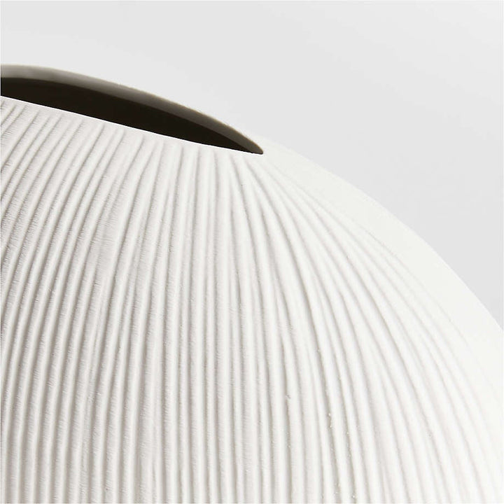 Alura Low Wide Cream White Porcelain Vase