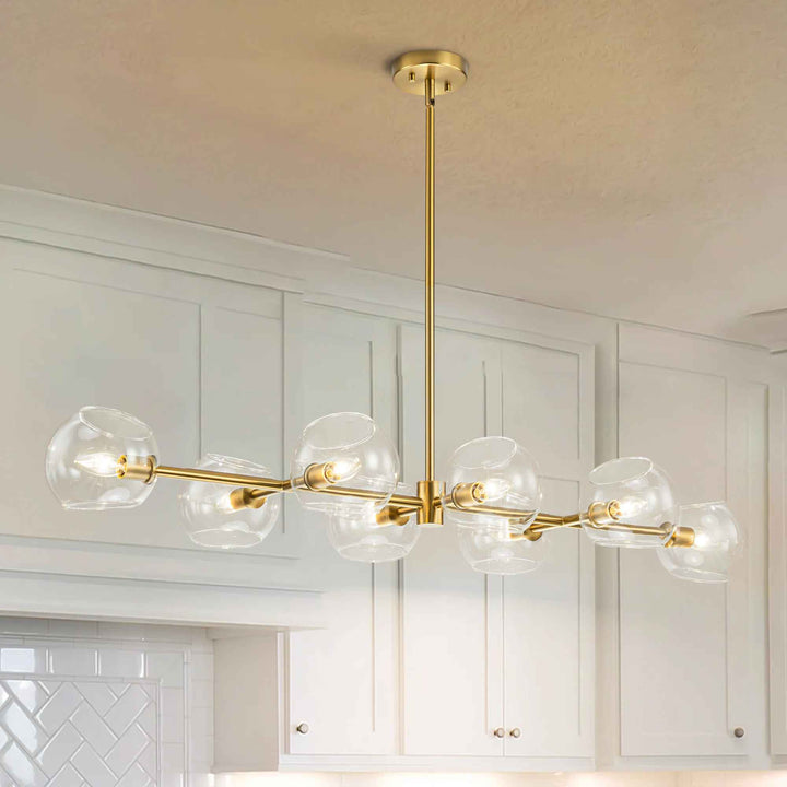 Gold Toyin 8 Light Modern Linear Kitchen Island Pendant