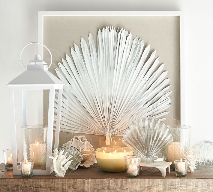 Palm Leaf Shadow Box Wall Art White With Frame