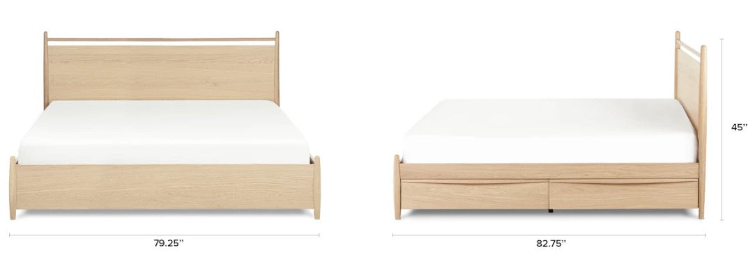 Lenia Panel White Oak King Storage Bed