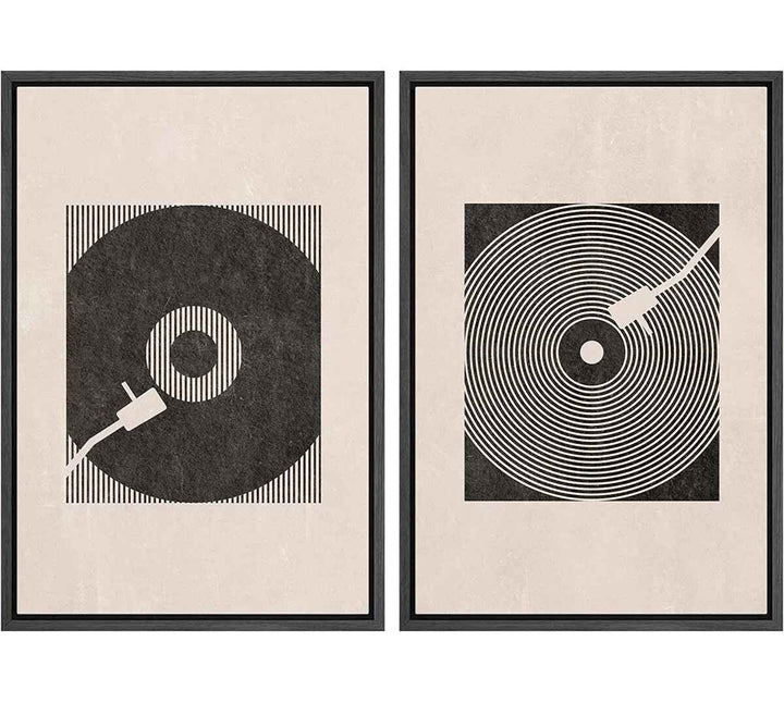 Music Record Player Boho Wall Art with Frame I