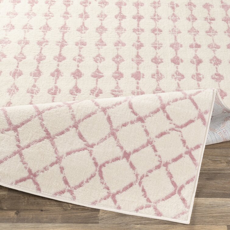 Windley Geometric Pale Pink Cream Area Rug 7'10"x10'2"