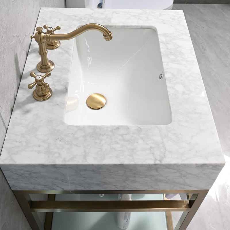 Carrara Marble Theiler Bathroom Vanity with Sink