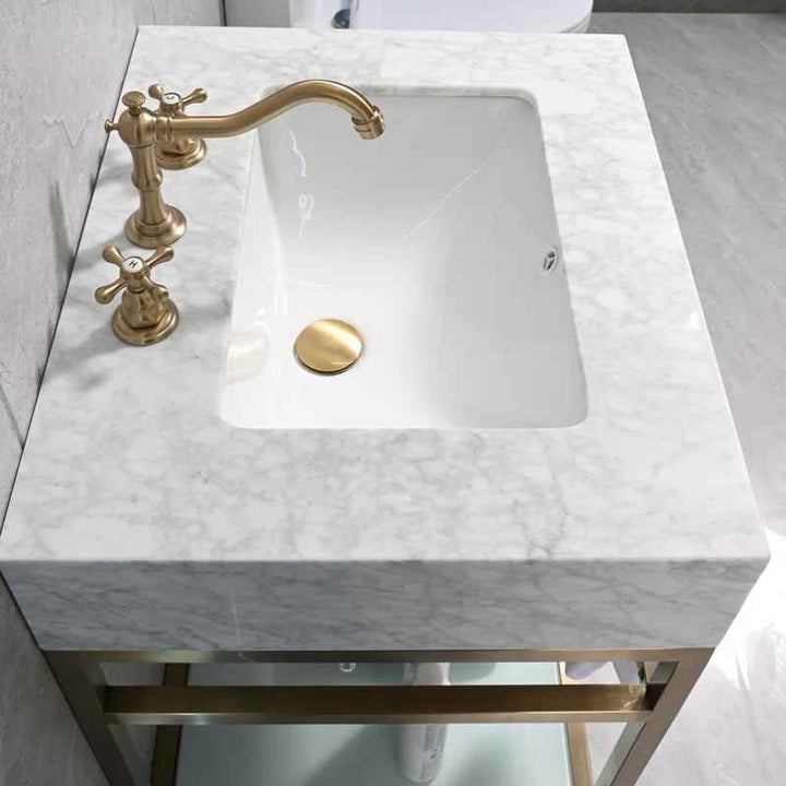 Carrara Marble Theiler Bathroom Vanity with Sink