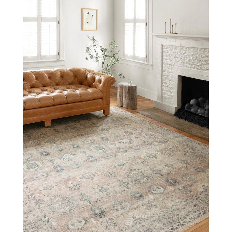 Vega Square Oriental Power Loom Ivory Area Rug-9'x12'