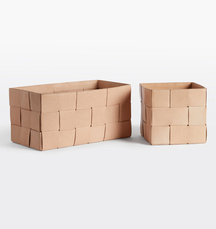 Woven Leather Basket