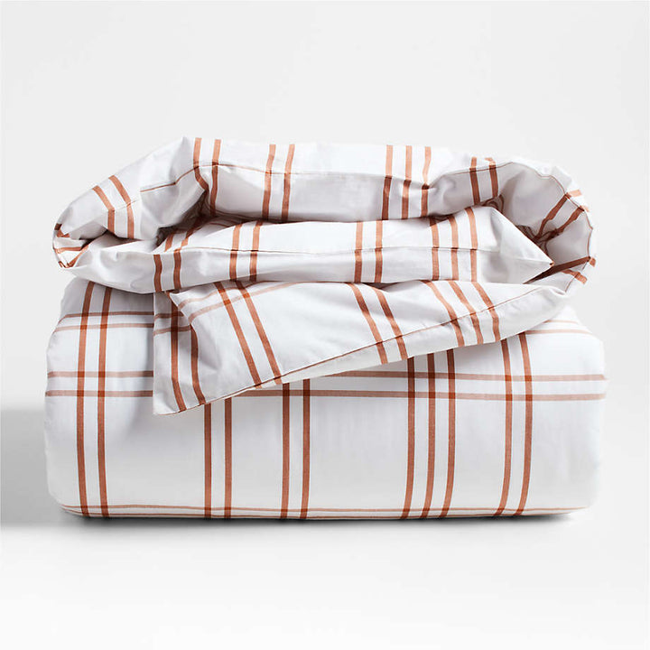 Stax Almond Brown Yarn Dyed Organic Cotton Kids Duvet Cover-Twin