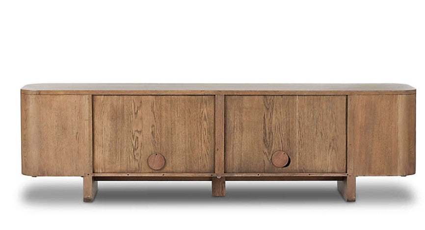 Elle Natural Oak Wood Storage Media Console