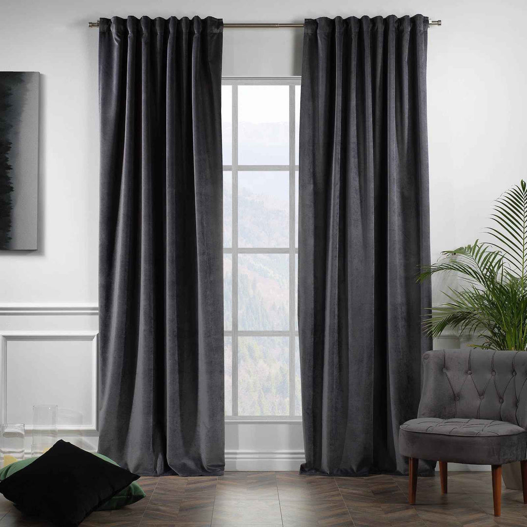 Extra Long and Extra Wide Solid Luxury Matte Velvet Single Curtain Panel-108"