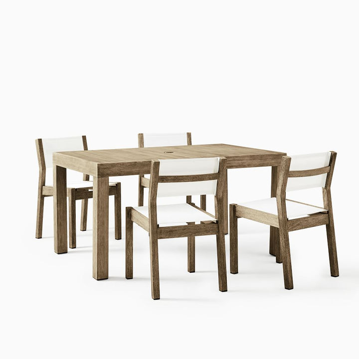 Portside Outdoor Dining Table Textilene Chairs Set