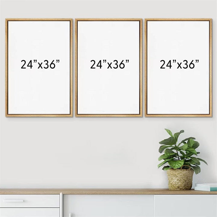 Tree Ring Rustic Oak Wood Farmhouse Decor Neutral Modern Organic Framed Canvas 3 Piece Print Art