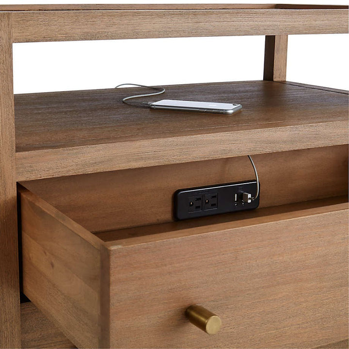 Keane Driftwood Solid Wood Charging Nightstand