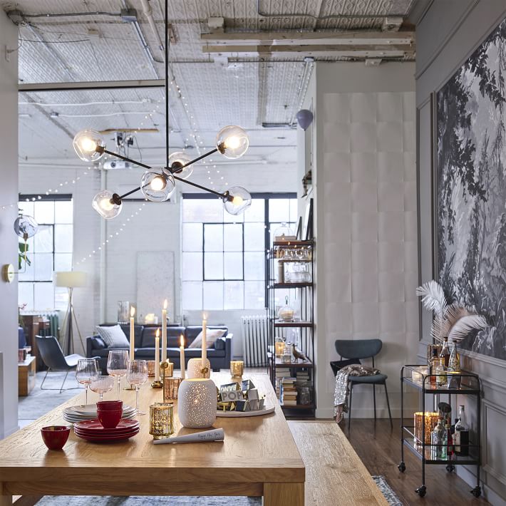 Staggered Glass Burst Chandelier Clear Bronze