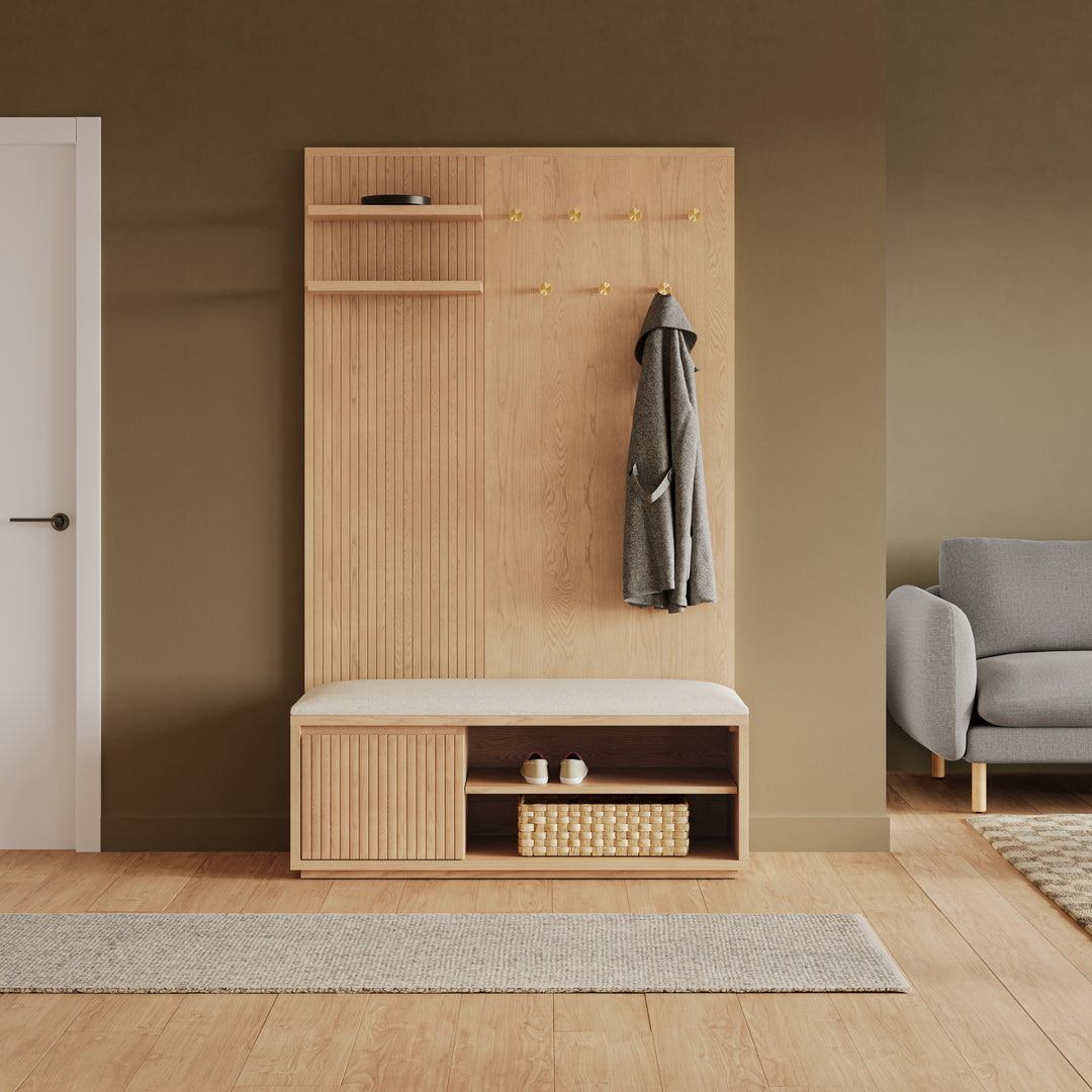 Kouva 47" Bench - Natural Oak and Santolina Gray