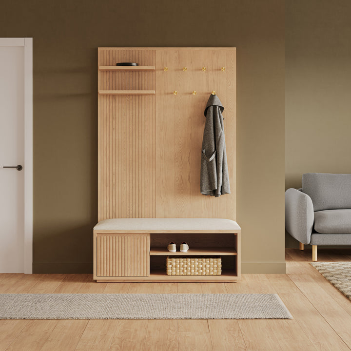 Kouva 47" Bench - Natural Oak and Santolina Gray