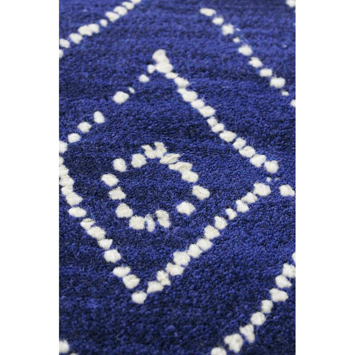 Utsey Geometric Handmade Tufted Wool Navy Area Rug-7'6''x9'6''