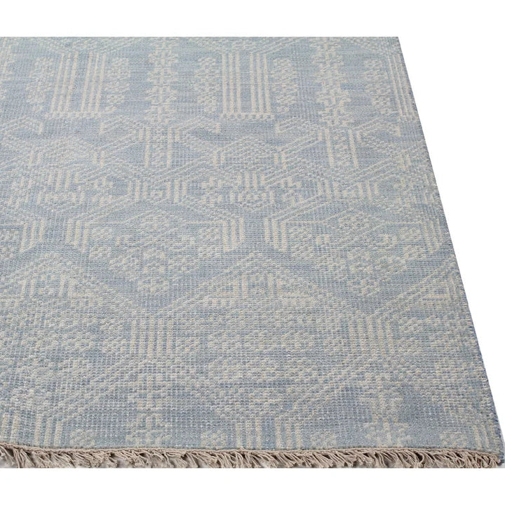 Abby Geometric Hand-Knotted Wool Area Rug in Light Blue7'6"x9'6"