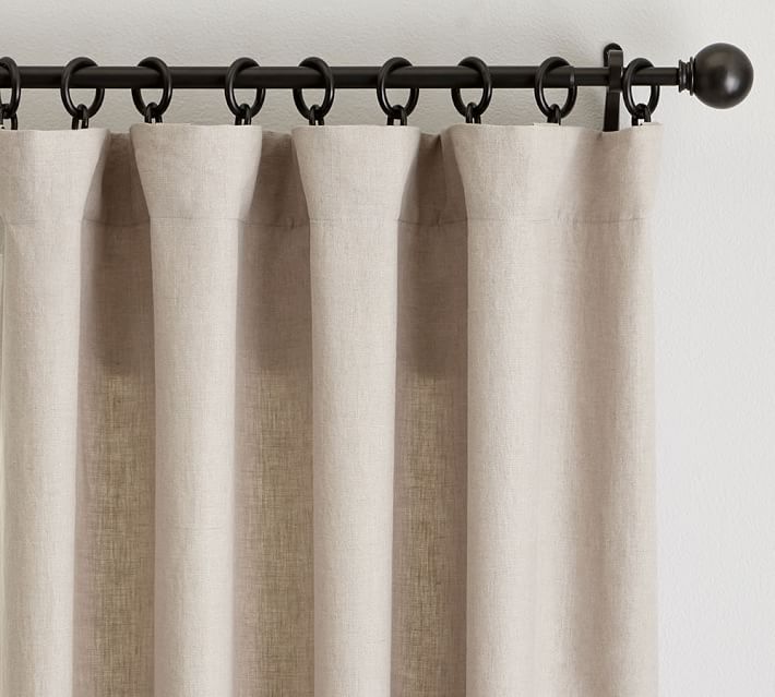 Custom Belgian Flax Linen Rod Pocket Curtain Dark Flax