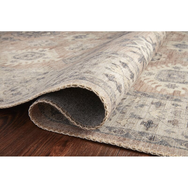 Vega Square Oriental Power Loom Ivory Area Rug-9'x12'