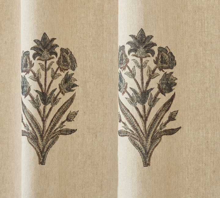 Elinor Floral Mughal Linen Cotton Curtain-108"